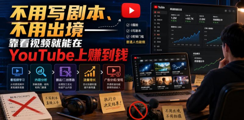 不用写剧本、不用出境——靠看视频就能在YouTube上賺到钱【原创双语字幕】-玻哥网络技术工作室