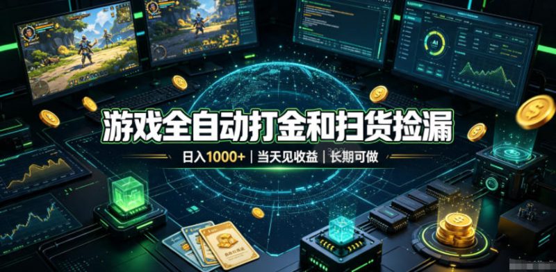 游戏全自动打金和扫货捡漏，日入1k+，当天见收益，长期可做！【揭秘】-玻哥网络技术工作室