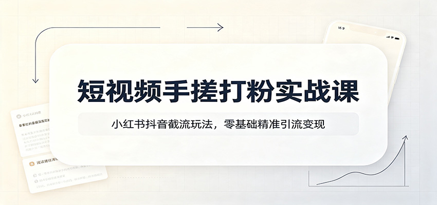 图片[1]-短视频手搓打粉实战课：小红书抖音截流玩法，零基础精准引流变现-玻哥网络技术工作室