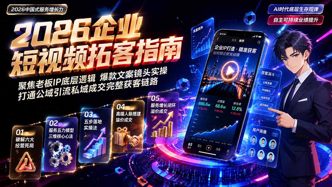 图片[1]-2026AI时代服务增长力实战课-无水印｜五力模型三维心法教学，破解门店客源流失低价内卷实现长效业绩增长-玻哥网络技术工作室