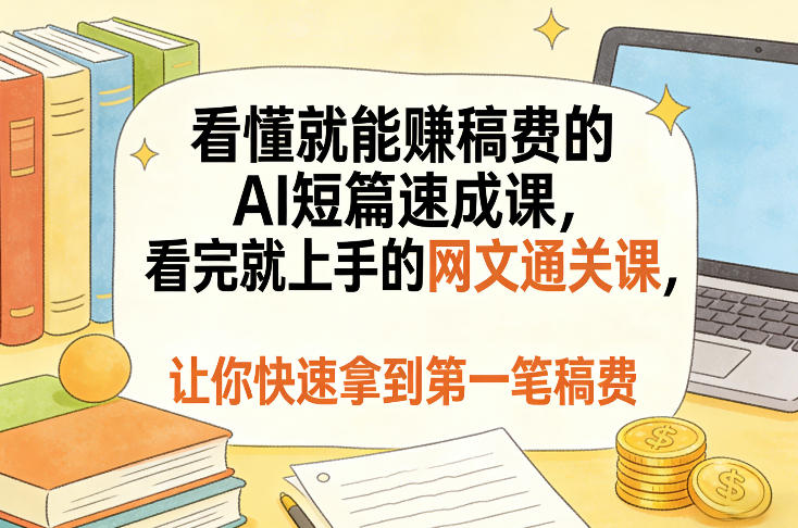 看懂就能賺稿费的AI短篇速成课，看完就上手的网文通关课，让你快速拿到第一笔稿费(更新8月)-玻哥网络技术工作室