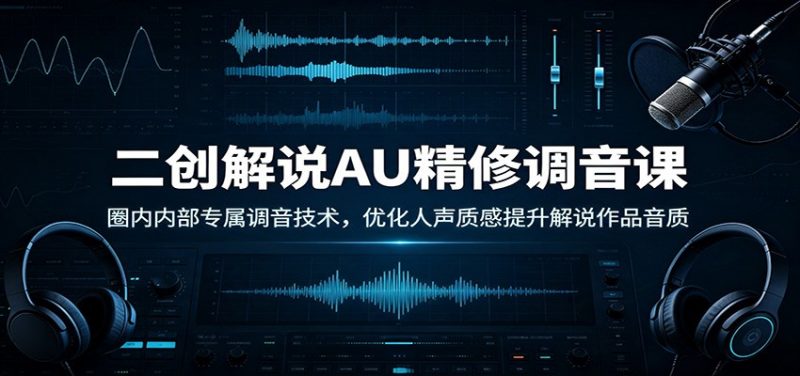 二创解说AU精修调音课：圈内内部专属调音技术，优化人声质感提升解说作品音质-玻哥网络技术工作室