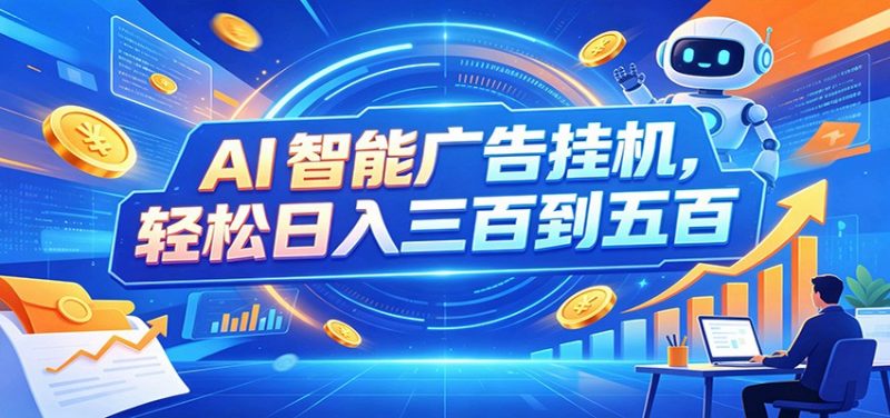 AI智能广告挂机，24小时自动跑，日入300-500，新手零门槛-玻哥网络技术工作室