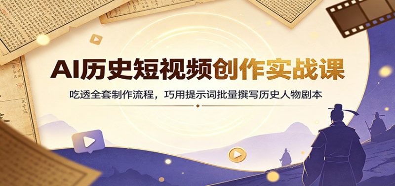 AI历史短视频创作实战课：吃透全套制作流程，巧用提示词批量撰写历史人物剧本-玻哥网络技术工作室