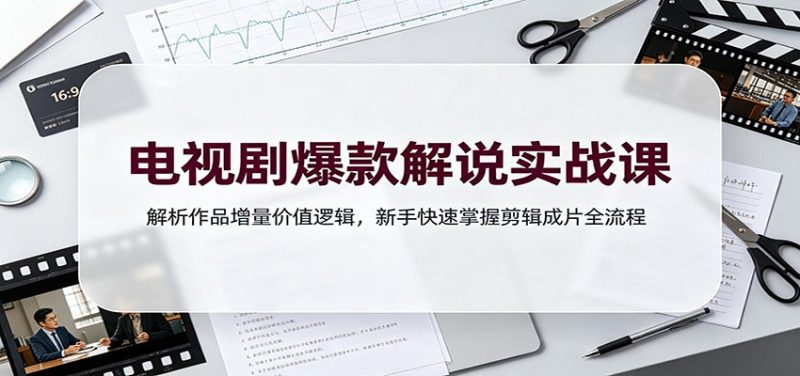 电视剧爆款解说实战课：解析作品增量价值逻辑，新手快速掌握剪辑成片全流程-玻哥网络技术工作室