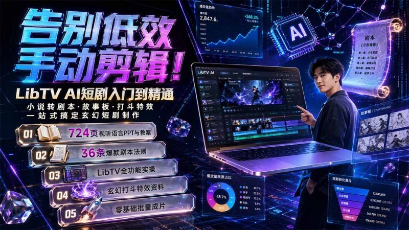 告别低效手动剪辑！LibTV AI短剧入门到精通，小说转剧本方法，故事板打斗特效一站式搞定玄幻短剧制作-玻哥网络技术工作室
