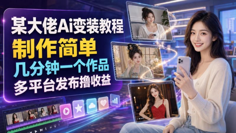 某大佬Ai变装教程，制作简单，几分钟一个作品，多平台发布撸收益-玻哥网络技术工作室