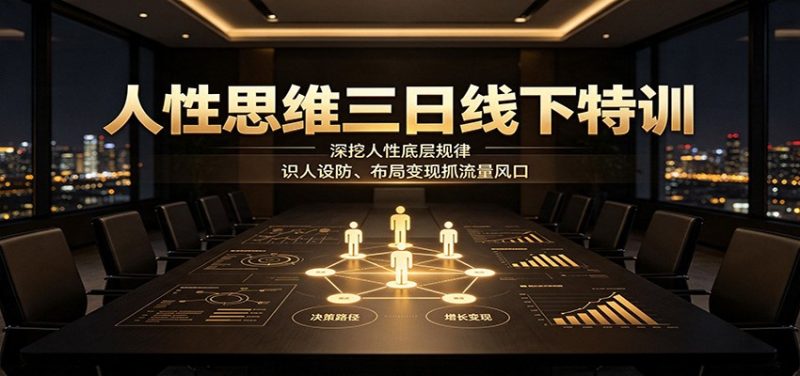 人性思维三日线下特训：深挖人性底层规律，识人设防、布局变现抓流量风口-玻哥网络技术工作室
