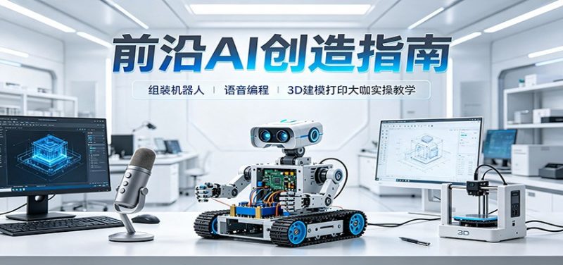 前沿AI创造指南：组装机器人、语音编程、3D建模打印大咖实操教学-玻哥网络技术工作室