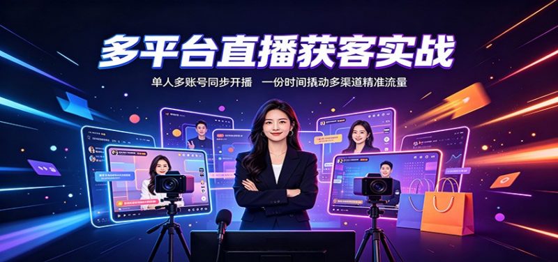 多平台直播获客实战：单人多账号同步开播，一份时间撬动多渠道精准流量-玻哥网络技术工作室