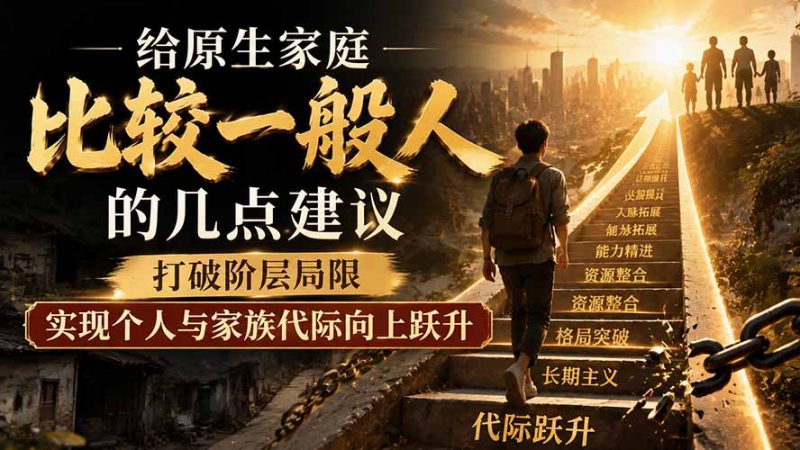 付费文章：给原生家庭比较一般人的几点建议，打破阶层局限，实现个人与家族代际向上跃升-玻哥网络技术工作室