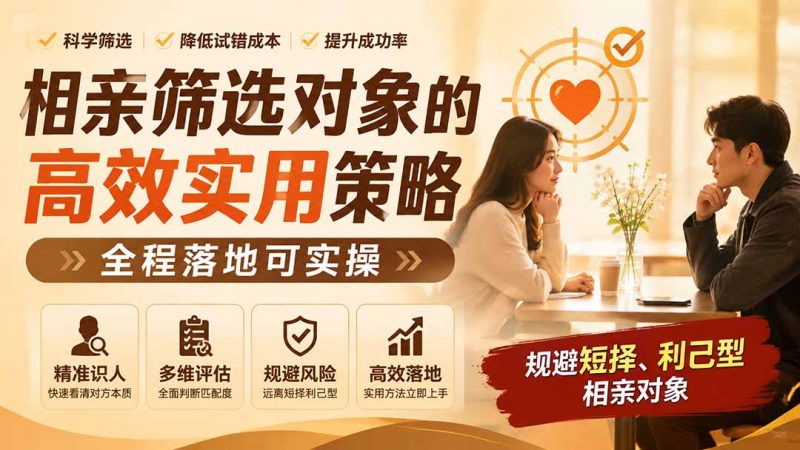 付费文章：相亲筛选对象的高效实用策略，全程落地可实操，规避短择、利己型相亲对象-玻哥网络技术工作室