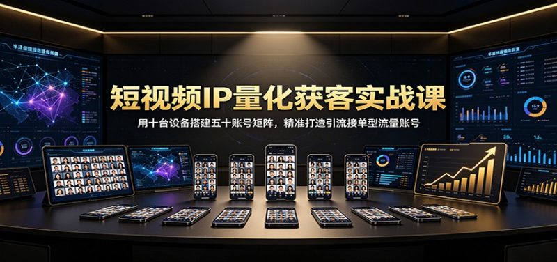 短视频IP量化获客实战课：用十台设备搭建五十账号矩阵，精准打造引流接单型流量账号-玻哥网络技术工作室