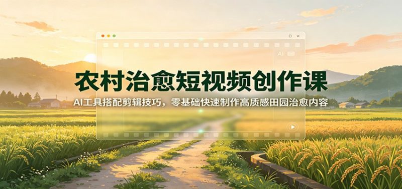 农村治愈短视频创作课：AI工具搭配剪辑技巧，零基础快速制作高质感田园治愈内容-玻哥网络技术工作室