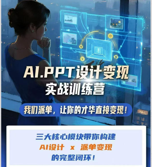 AI+PPT设计变现实战训练营，我们派单，让你的才华直接变现，三大核心模块带你构建Al设计x派单变现的完整闭环-玻哥网络技术工作室
