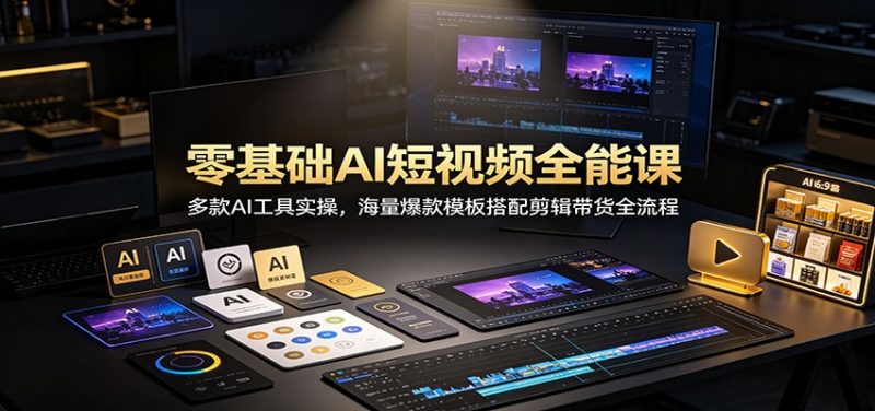 零基础AI短视频全能课:多款AI工具实操,海量爆款模板搭配剪辑带货全流程-玻哥网络技术工作室
