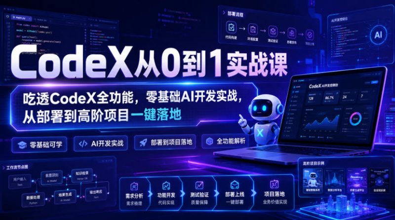 CodeX从0到1实战课,吃透CodeX全功能,零基础AI开发实战,从部署到高阶项目一键落地-玻哥网络技术工作室