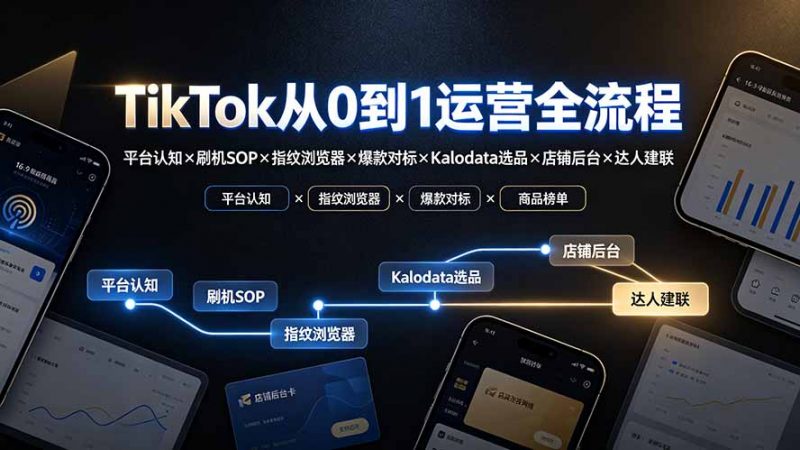 TikTok从0到1运营全流程-更新：平台认知×刷机SOP×指纹浏览器×爆款对标×Kalodata选品×店铺后台×达人建联-玻哥网络技术工作室