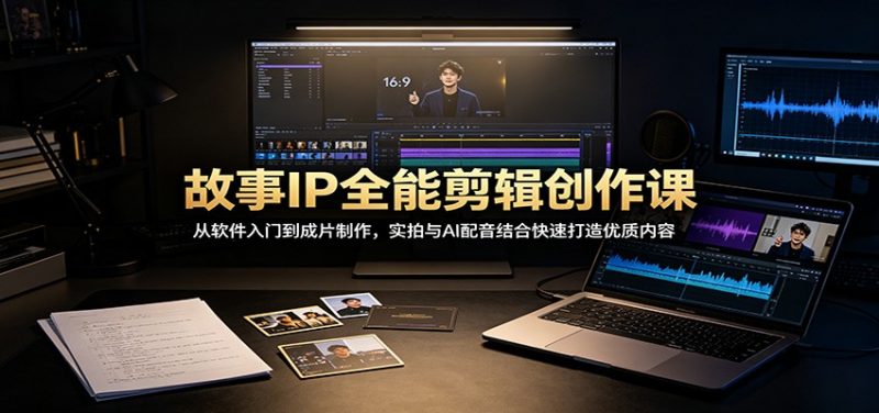 故事IP全能剪辑创作课：从软件入门到成片制作，实拍与AI配音结合快速打造优质内容-玻哥网络技术工作室
