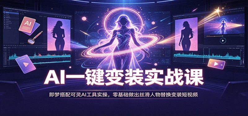 AI一键变装实战课：即梦搭配可灵AI工具实操，零基础做出丝滑人物替换变装短视频-玻哥网络技术工作室