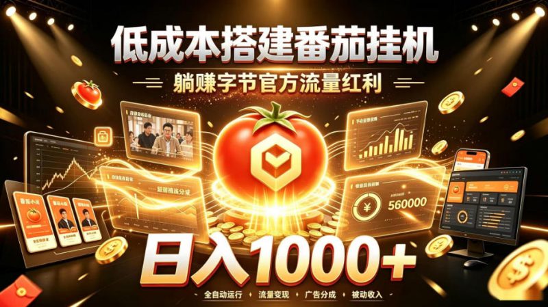 低成本搭建番茄挂G，躺賺字节官方流量红利，日入1k+，全程傻瓜式落地【揭秘】-玻哥网络技术工作室