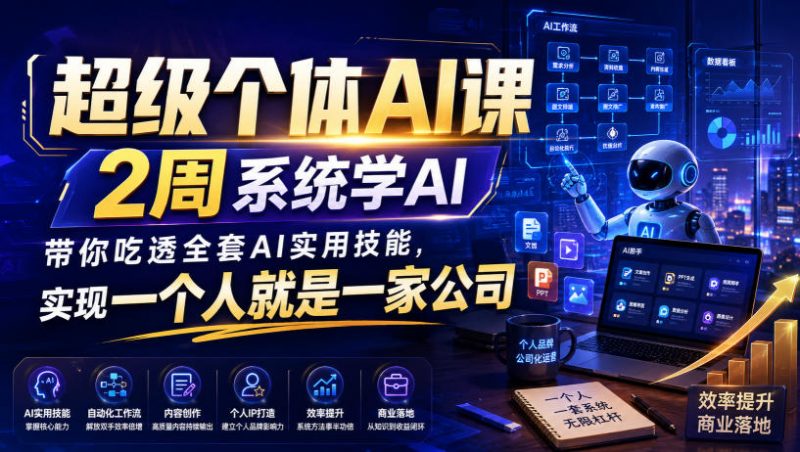 超级个体AI课,2周系统学AI,带你吃透全套AI实用技能,实现一个人就是一家公司-玻哥网络技术工作室
