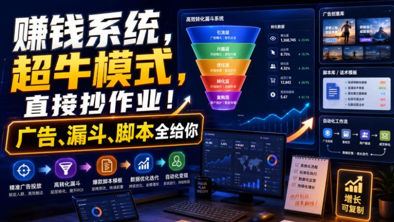 賺钱系统，超牛模式，直接抄作业！广告、漏斗、脚本全给你【原创双语字幕】-玻哥网络技术工作室