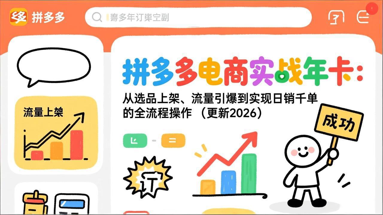 图片[1]-拼多多电商实战年卡：从选品上架、流量引爆到实现日销千单的全流程操作(更新2026年8月-玻哥网络技术工作室