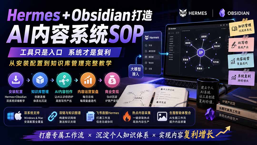 图片[1]-Hermes+Obsidian打造AI内容系统SOP；工具只是入口系统才是复利，从安装配置到知识库管理完整教学-玻哥网络技术工作室