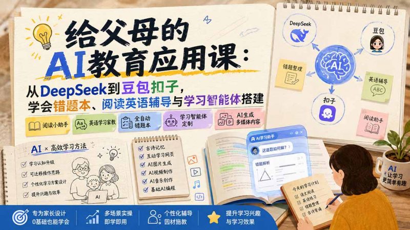 给父母的AI教育应用课:从DeepSeek到豆包扣子,学会错题本、阅读英语辅导与学习智能体搭建-玻哥网络技术工作室