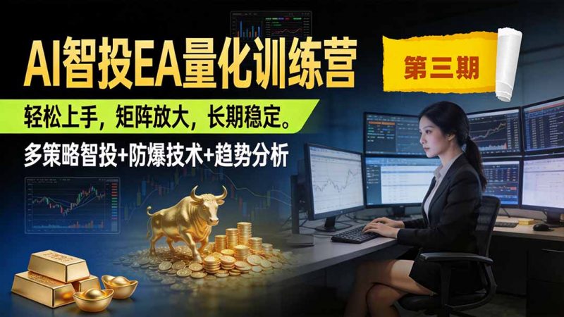 AI智投EA量化训练营第三期,多策略智投+防爆技术+趋势分析 ,小白轻松上手,矩阵放大,长期稳定,500U。-玻哥网络技术工作室