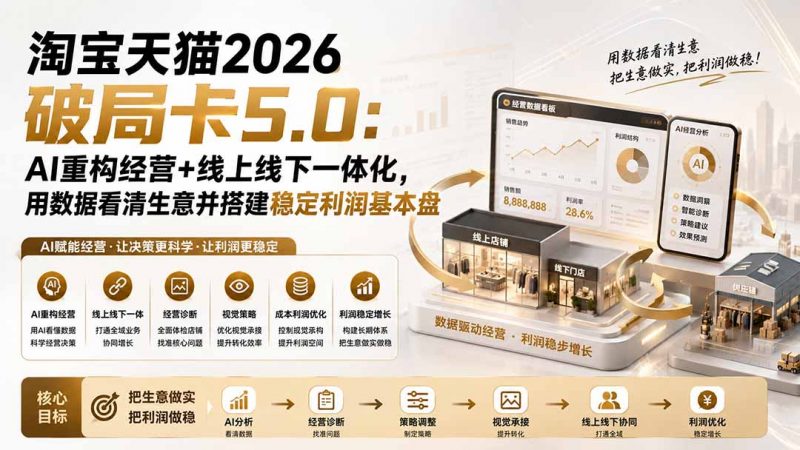 淘宝天猫2026破局卡5.0：AI重构经营+线上线下一体化，用数据看清生意并搭建稳定利润基本盘-玻哥网络技术工作室