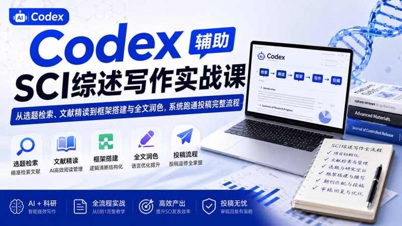 Codex辅助SCI综述写作实战课——从选题检索、文献精读到框架搭建与全文润色，系统跑通投稿完整流程-玻哥网络技术工作室