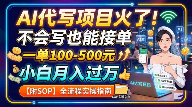 AI代写项目火了！不会写也能接单，一单100-500元，小白月入过万【附SOP】-玻哥网络技术工作室
