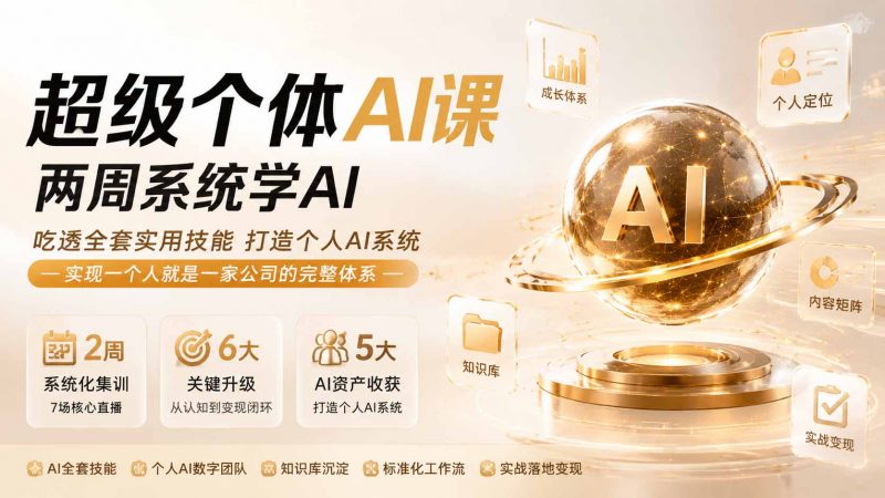 超级个体AI课 两周系统学AI；吃透全套实用技能打造个人AI系统，实现一个人就是一家公司的完整体系(更新0823-玻哥网络技术工作室