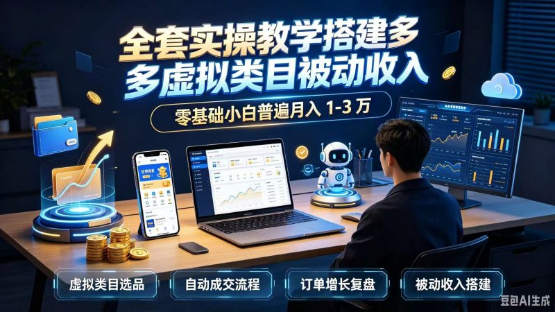 全套实操教学搭建多多虚拟类目被动收入，零基础小白普遍月入 1-3 万-玻哥网络技术工作室