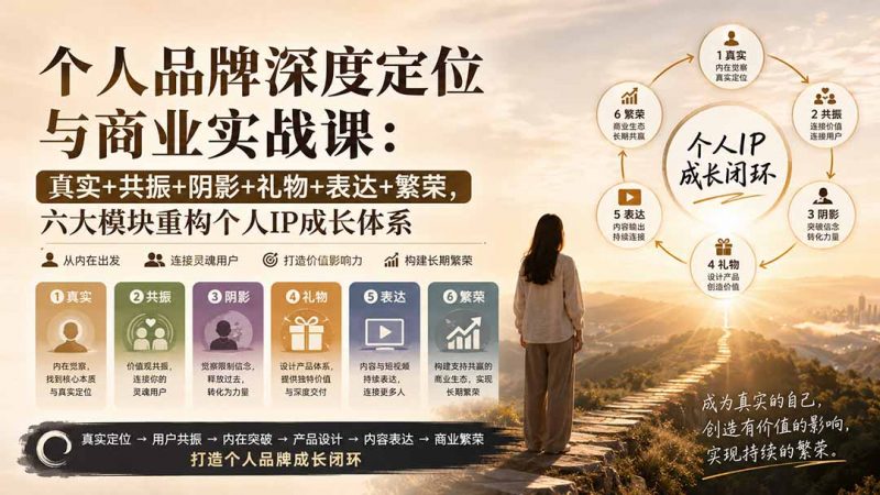 个人品牌深度定位与商业实战课：真实+共振+阴影+礼物+表达+繁荣，六大模块重构个人IP成长体系-玻哥网络技术工作室