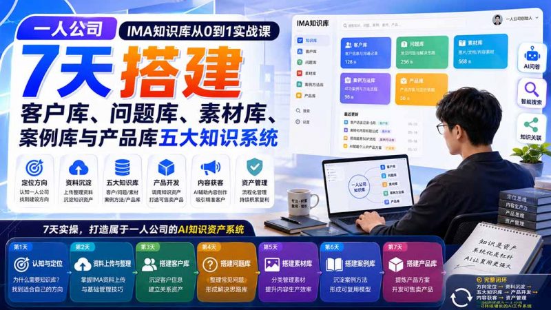 一人公司IMA知识库从0到1实战课：7天搭建客户库、问题库、素材库、案例库与产品库五大知识系统-玻哥网络技术工作室