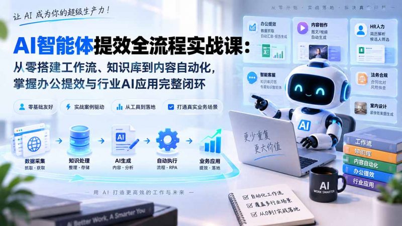 AI智能体提效全流程实战课：从零搭建工作流、知识库到内容自动化，掌握办公提效与行业AI应用完整闭环-玻哥网络技术工作室