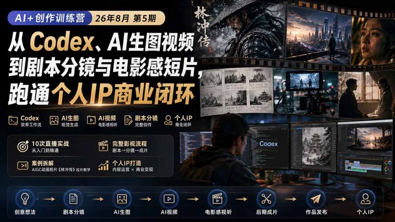 AI+创作训练营26年第5期-更新：从Codex、AI生图视频到剧本分镜与电影感短片，跑通个人IP商业闭环-玻哥网络技术工作室