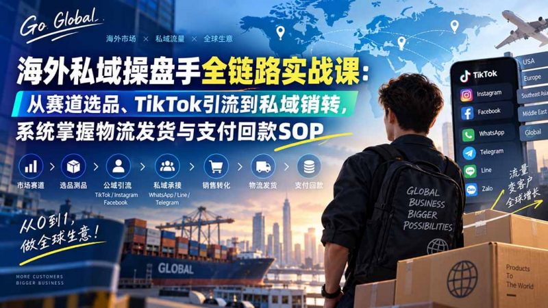 海外私域操盘手全链路实战课：从赛道选品、TikTok引流到私域销转，系统掌握物流发货与支付回款SOP-玻哥网络技术工作室
