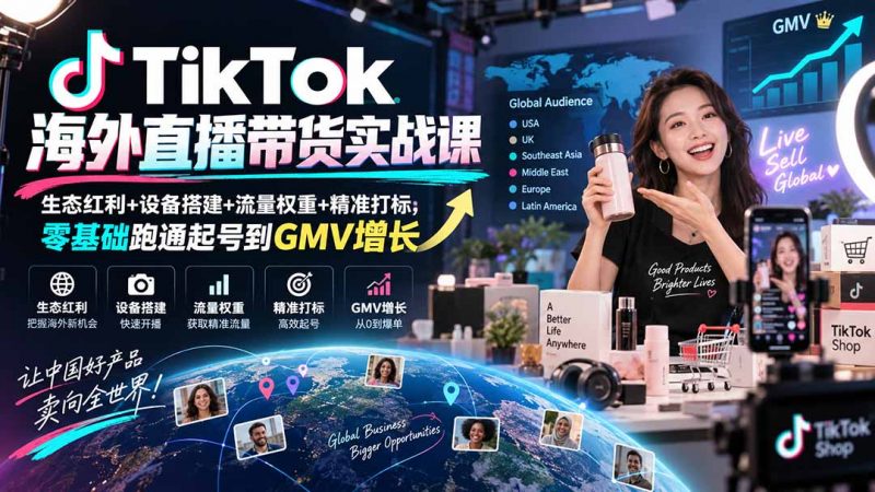 TikTok海外直播带货实战课｜生态红利+设备搭建+流量权重+精准打标，零基础跑通起号到GMV增长-玻哥网络技术工作室