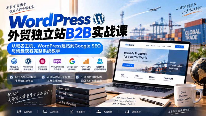 WordPress外贸独立站B2B实战课：从域名主机、WordPress建站到Google SEO与询盘获客完整系统教学-玻哥网络技术工作室