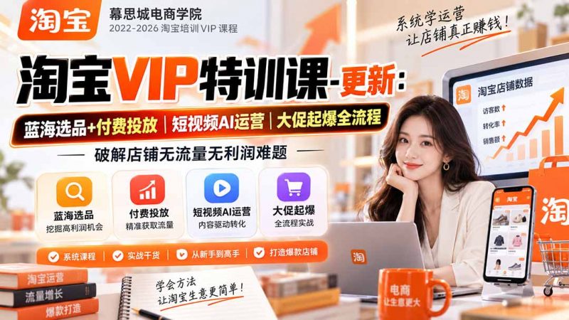 淘宝VIP特训课-更新0917：蓝海选品+付费投放｜短视频AI运营｜大促起爆全流程，破解店铺无流量无利润难题-玻哥网络技术工作室