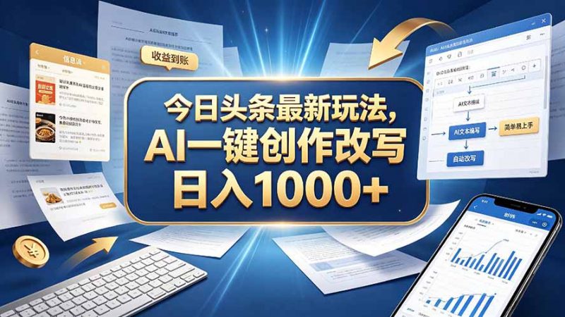 今日头条最新玩法，AI 一键创作改写，简单易上手，轻松日入 1000 +-玻哥网络技术工作室