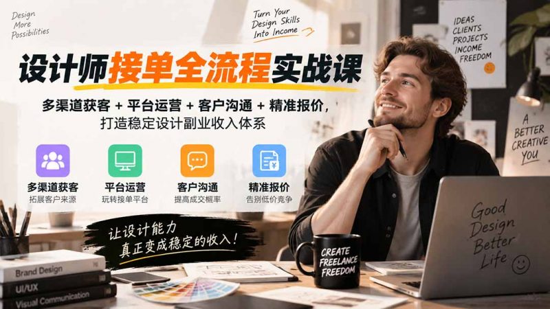 设计师接单全流程实战课-无水印｜多渠道获客+平台运营+客户沟通+精准报价，打造稳定设计副业收入体系-玻哥网络技术工作室