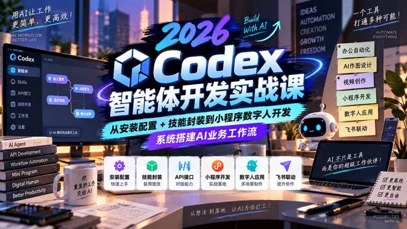 2026Codex智能体开发实战课：从安装配置+技能封装到小程序数字人开发，系统搭建AI业务工作流-玻哥网络技术工作室