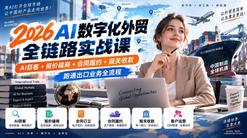 2026AI数字化外贸全链路实战课：AI获客+报价磋商+合同履约+报关收款，跑通出口业务全流程-玻哥网络技术工作室