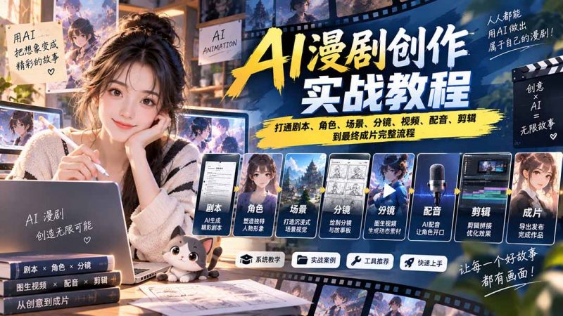 2026 AI漫剧创作实战教程：打通剧本、角色、场景、分镜、视频、配音、剪辑到最终成片完整流程-玻哥网络技术工作室
