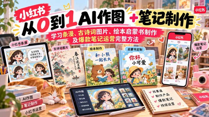 2026小红书AI内容创作从0到1：学习条漫、古诗词图片、绘本启蒙书制作及爆款笔记运营完整方法-玻哥网络技术工作室